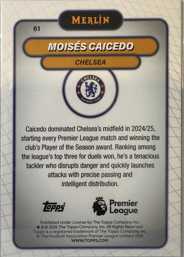 Moisés Caicedo - 2025-26 Topps Merlin Premier League (Mojo Refractor) [61] - achterkant