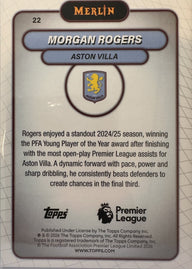 Morgan Rogers - 2025-26 Topps Merlin Premier League (Aqua Mojo Refractor 185/199) [22] - achterkant | Lichcards