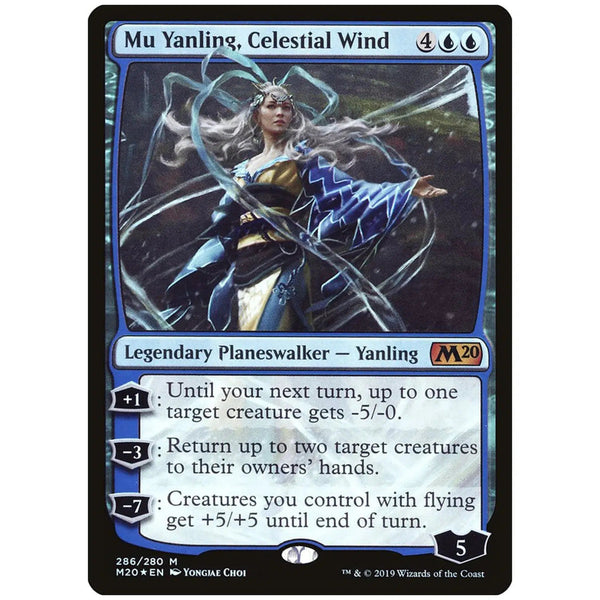 Achterzijde van de Core Set 2020 Mu Yanling Planeswalker Deck-verpakking
