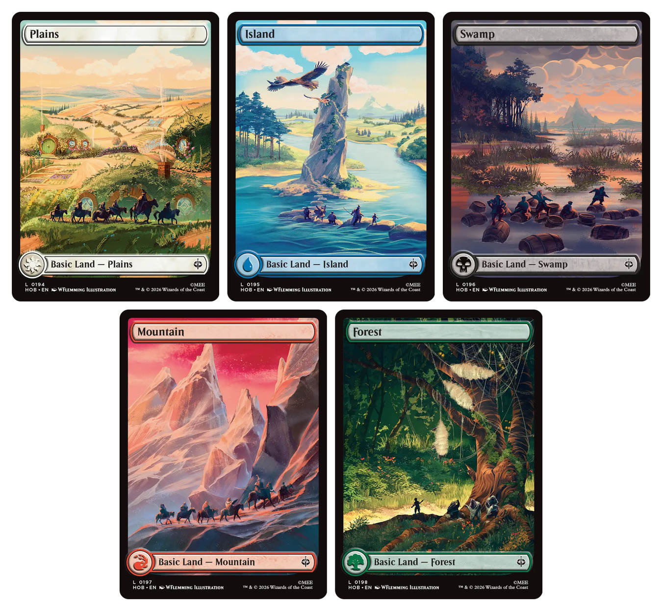 Full-art Middle-earth Journey basislanden uit Magic The Hobbit