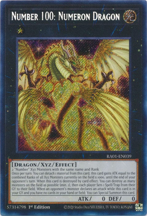 Number 100: Numeron Dragon (Secret Rare) - RA01-EN039 - Secret Rare - 1st Edition