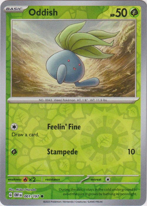 Obsidian Flames - 001/197 - Oddish - Reverse Holo