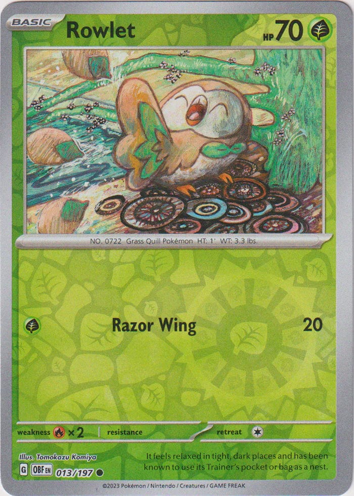 Obsidian Flames - 013/197 - Rowlet - Reverse Holo