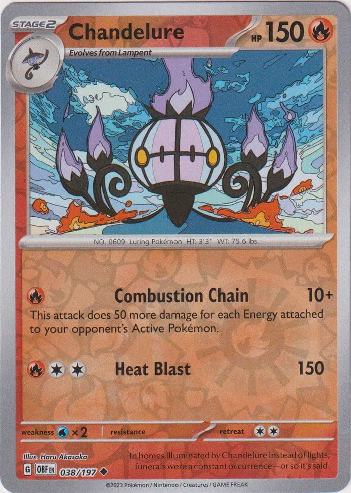 Obsidian Flames - 038/197 - Chandelure - Reverse Holo