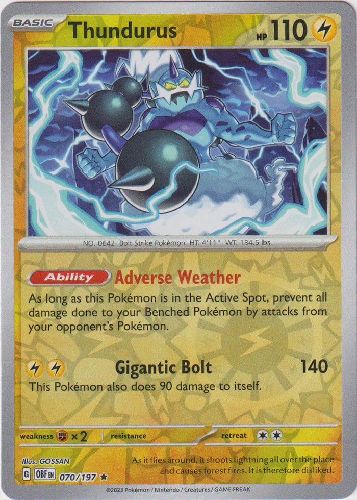 Obsidian Flames - 070/197 - Thundurus - Reverse Holo