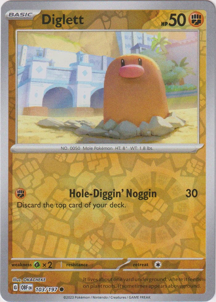 Obsidian Flames - 103/197 - Diglett - Reverse Holo