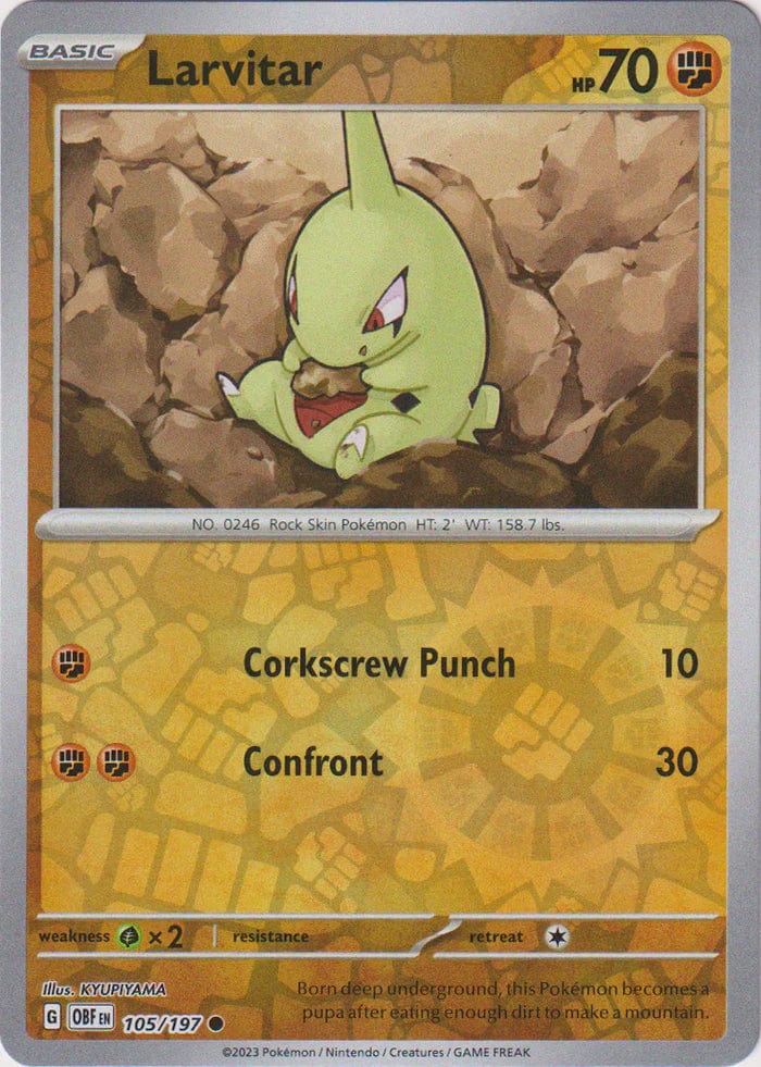 Obsidian Flames - 105/197 - Larvitar - Reverse Holo