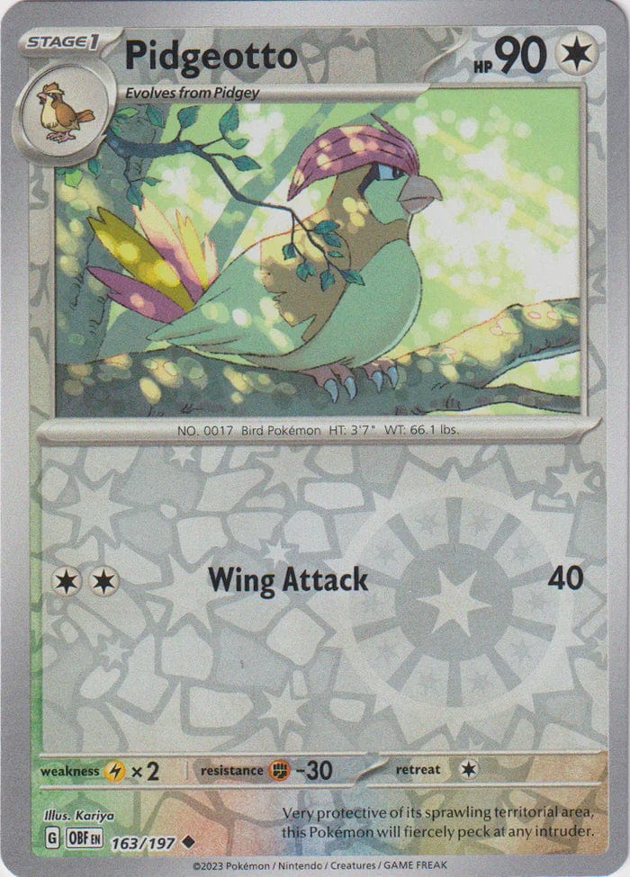 Obsidian Flames - 163/197 - Pidgeotto - Reverse Holo