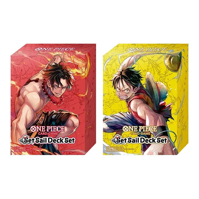 De twee deckboxen (Luffy en Ace) uit de Set Sail Deck Set SD-01