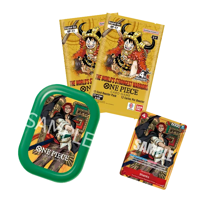 One Piece TS-03 Mini Tin English - Shanks turquoise met 2 OP-17 boosters en promokaart