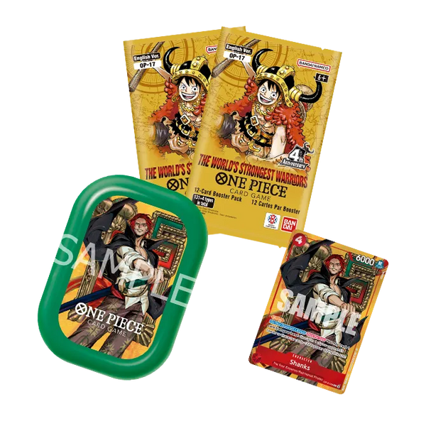 One Piece TS-03 Mini Tin English - Shanks turquoise met 2 OP-17 boosters en promokaart