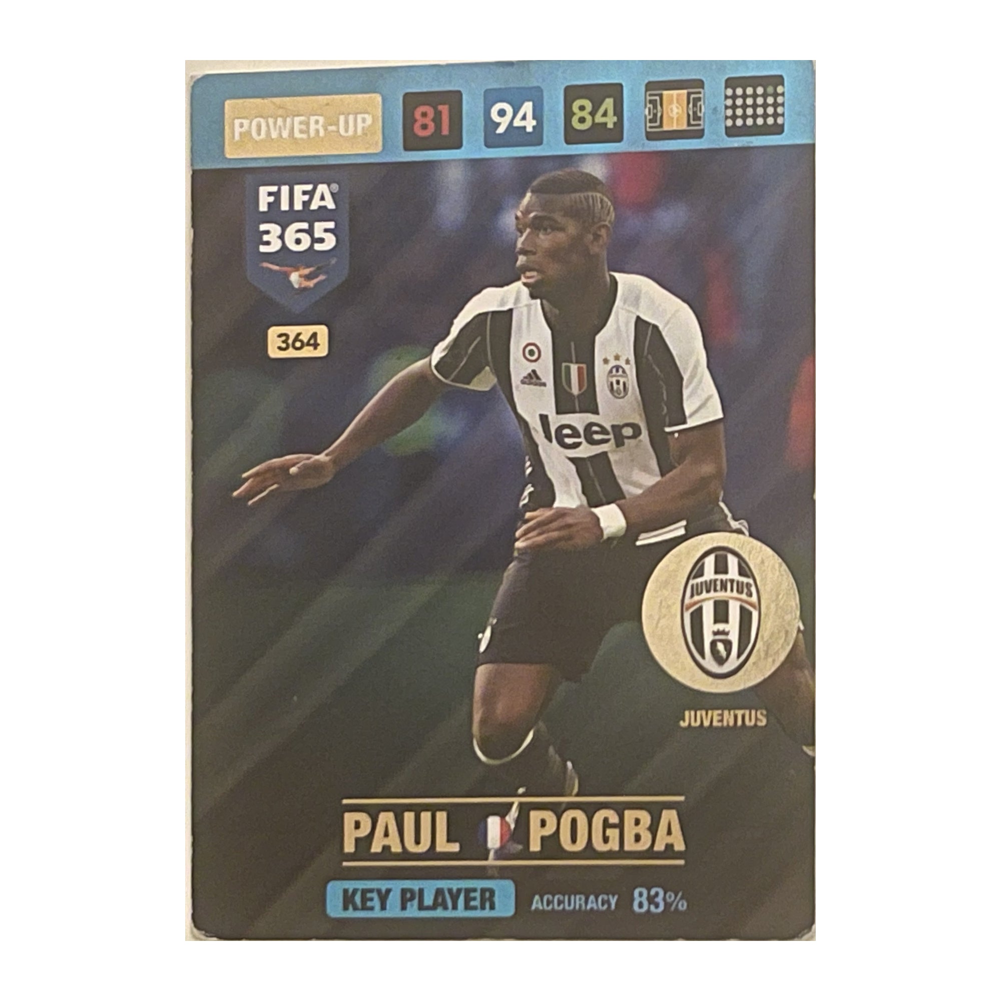 Paul Pogba - Panini Adrenalyn XL FIFA 365 2017 (Key Player / Power-Up) [364] - voetbalkaart voorkant