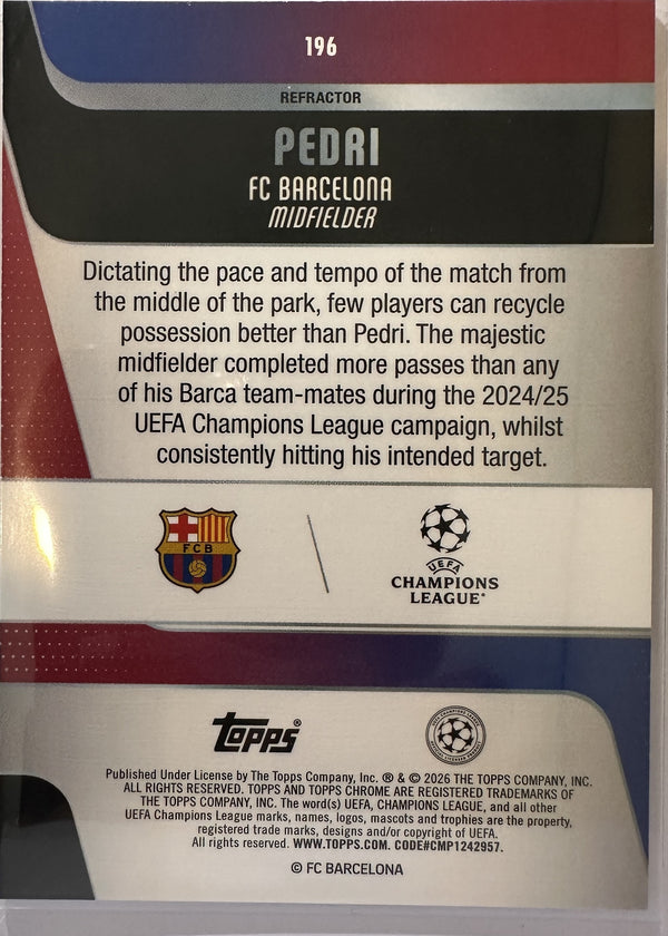 Pedri - 2025-26 Topps Chrome UEFA Club Competitions (Refractor) [196] - achterkant