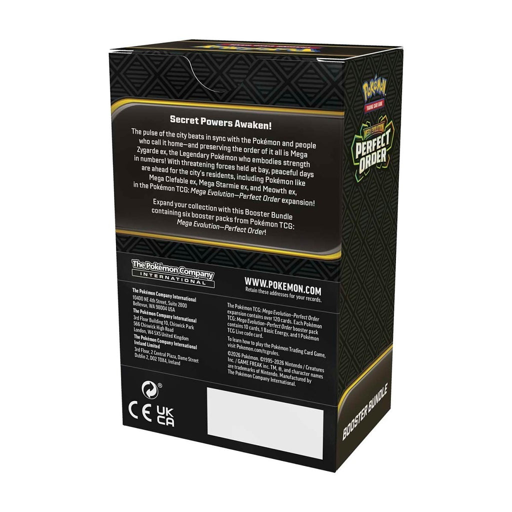 Pokémon Booster Bundle Mega Evolution Perfect Order - achterkant van de doos