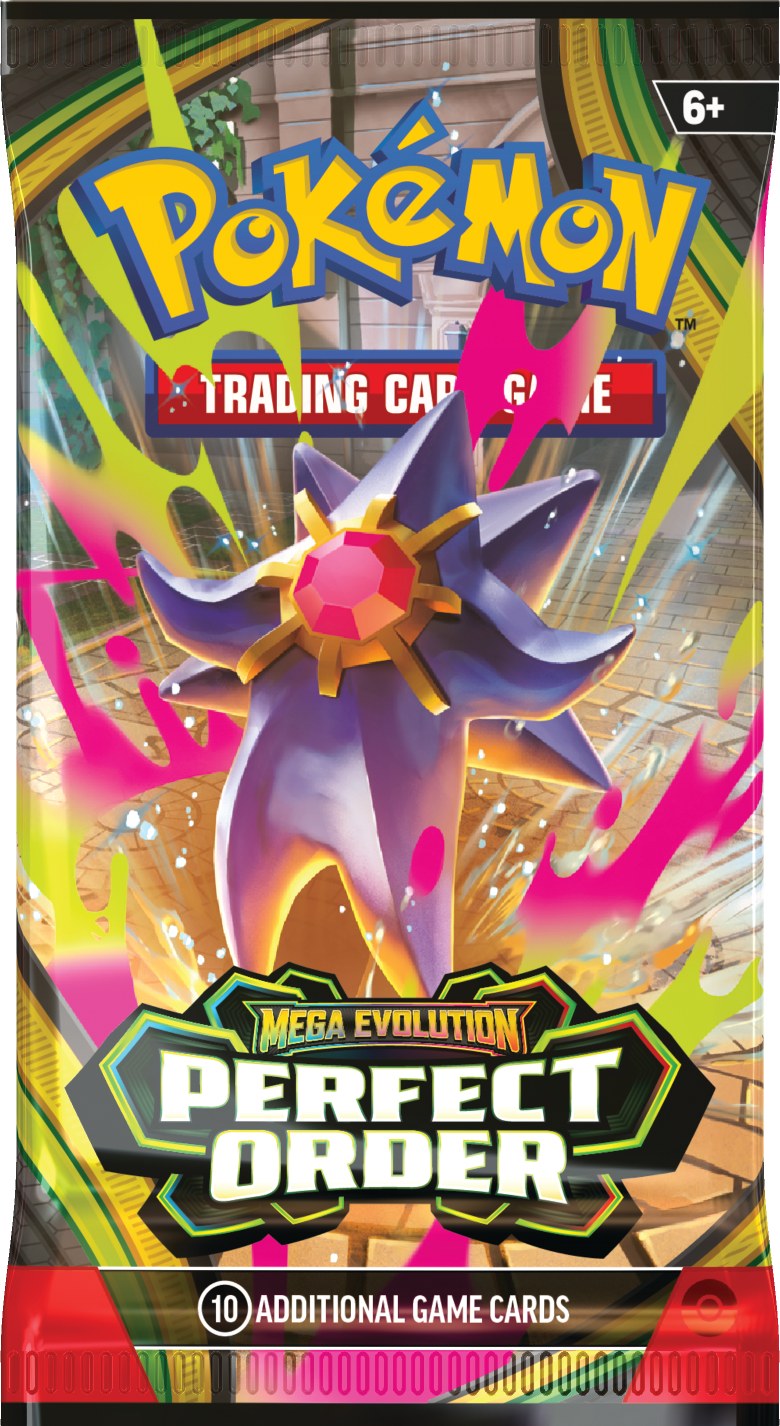 Pokémon Elite Trainer Box Mega Evolution Perfect Order - boosterpakje met Mega Starmie-artwork uit de box