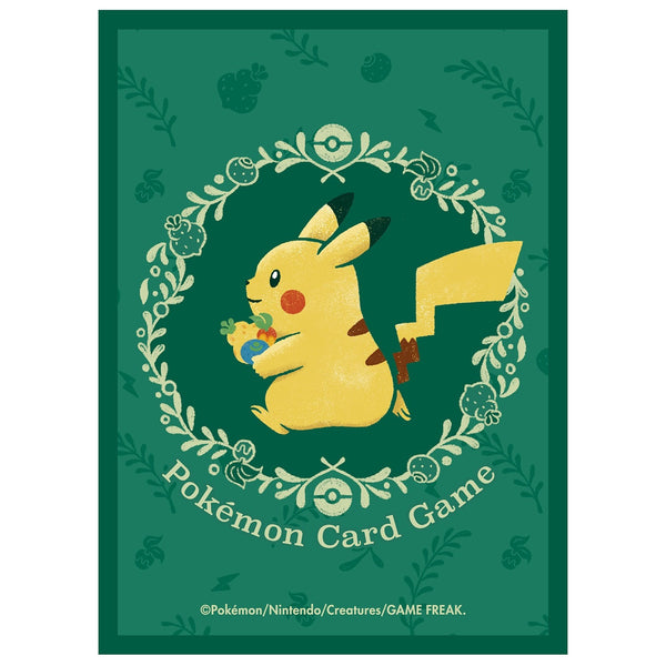 Pokémon Sleeves - Pikachu & Berries (64 stuks, Japans, matte) – het volledige ontwerp van de sleeve (officiële afbeelding Pokémon Center Japan)