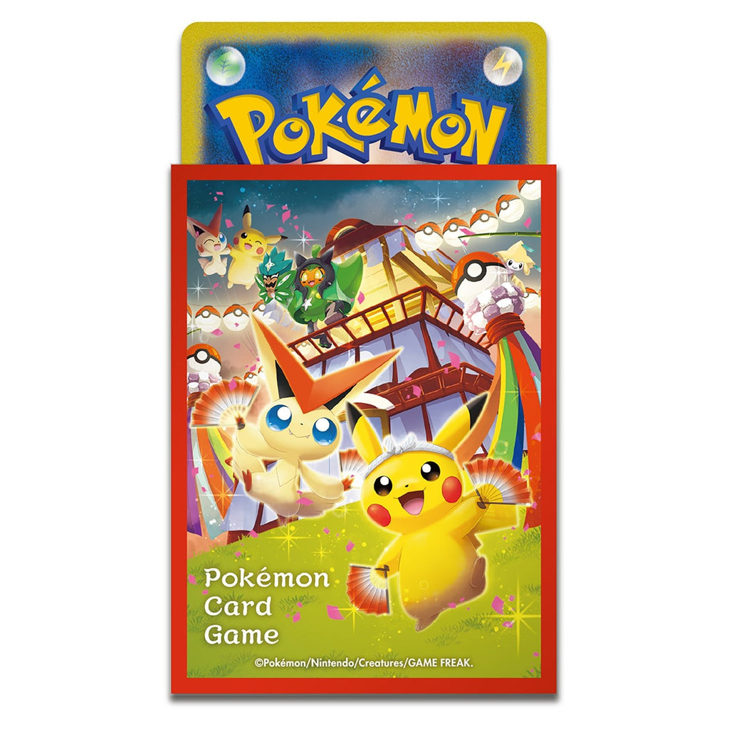 Pokémon Sleeves - Pokémon Center Tōhoku (64 stuks, Japans) – losse sleeve met een kaart erin, close-up van de voorkant (officiële afbeelding Pokémon Center Japan)