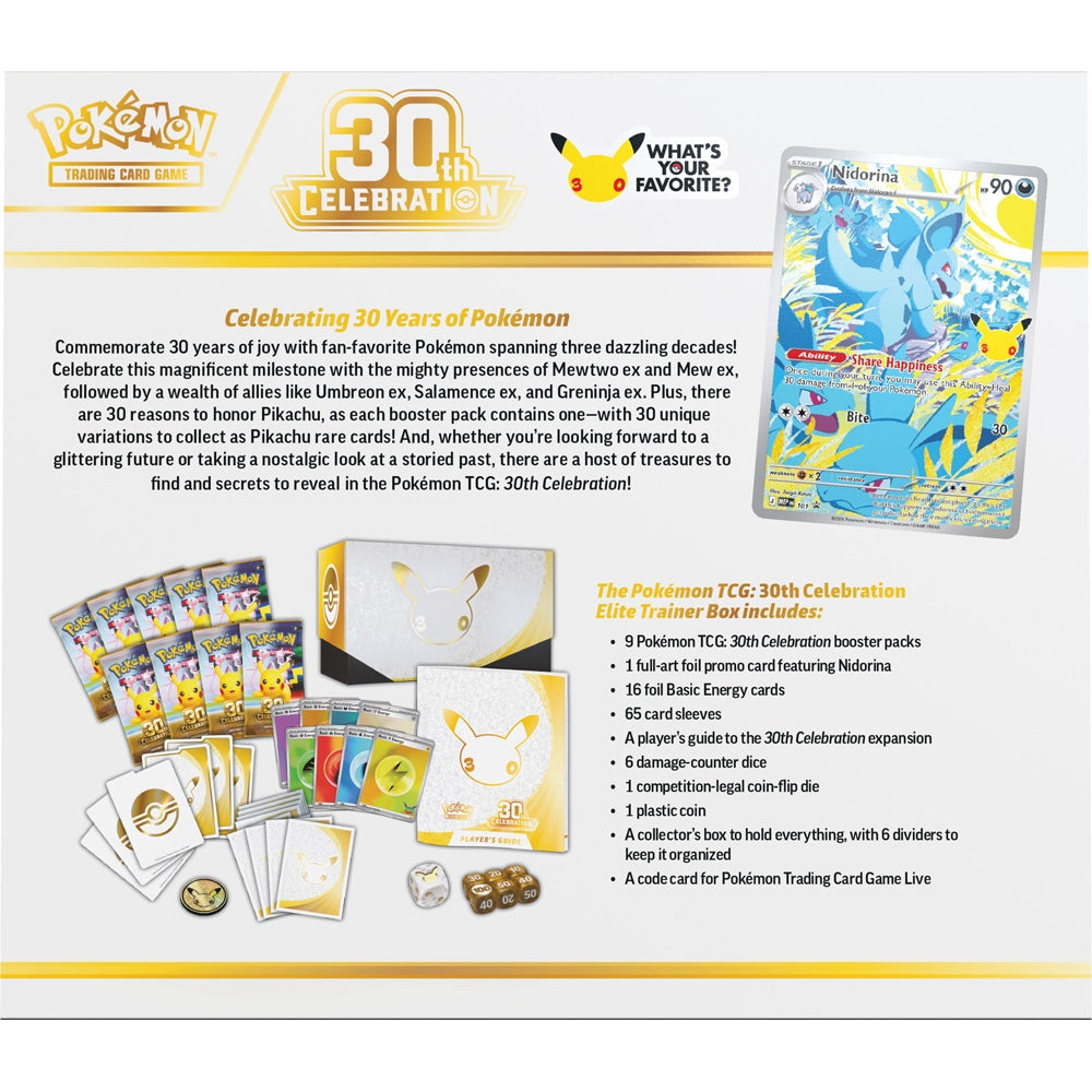Pokémon TCG: 30th Celebration Elite Trainer Box – achterkant