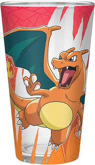 Detail van het Charizard-ontwerp op het premium glas