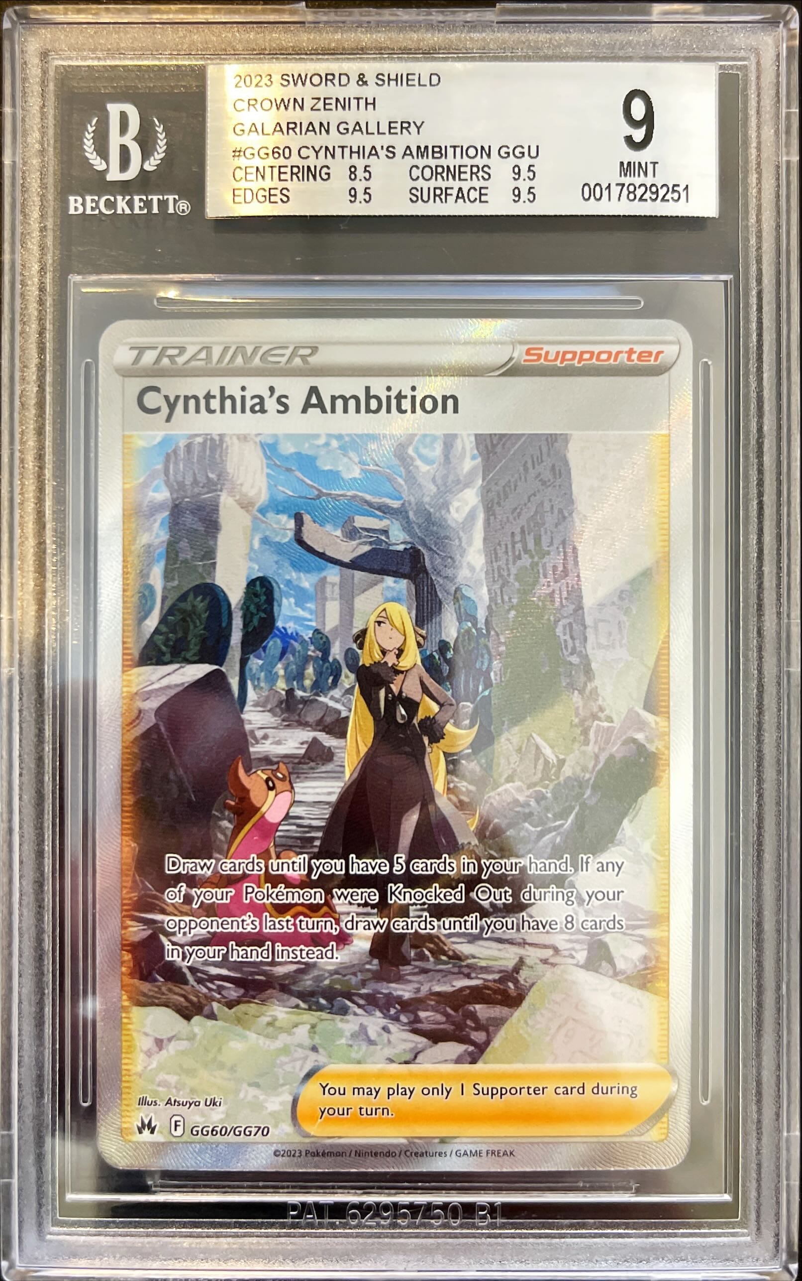 Pokémon Cynthia's Ambition Crown Zenith BGS 9 0017829251