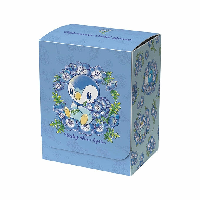 Japanse Pokémon Center deckbox Piplup Baby Blue Eyes met blauwe bloemen