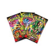 Voorbeeld van drie Engelse Pokémon Delta Reign-boosters; het boosterartwork kan variëren
