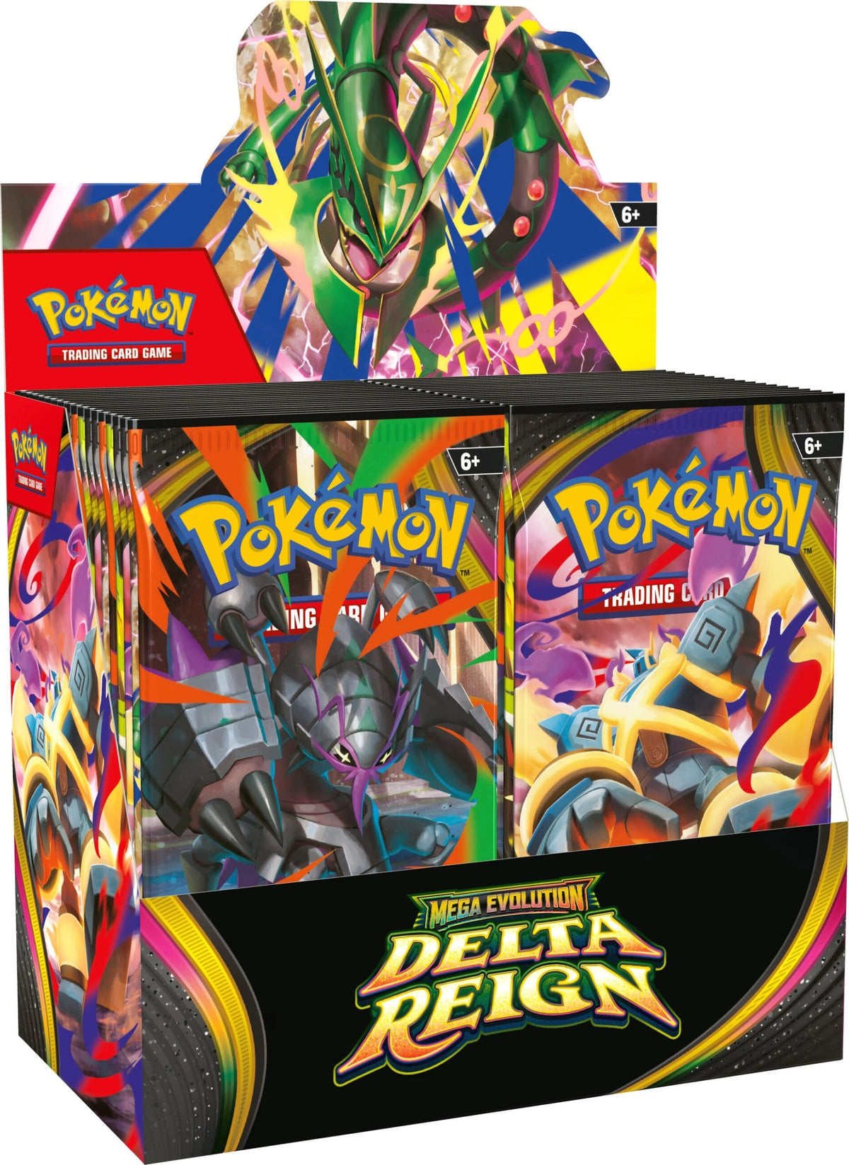 Booster Box Pokémon Mega Evolution Delta Reign en anglais – 36 boosters, vue de trois quarts gauche Image principale du produit