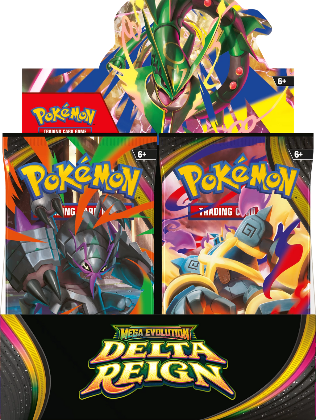 Booster Box Pokémon Mega Evolution Delta Reign – vue de face du présentoir de 36 boosters en anglais