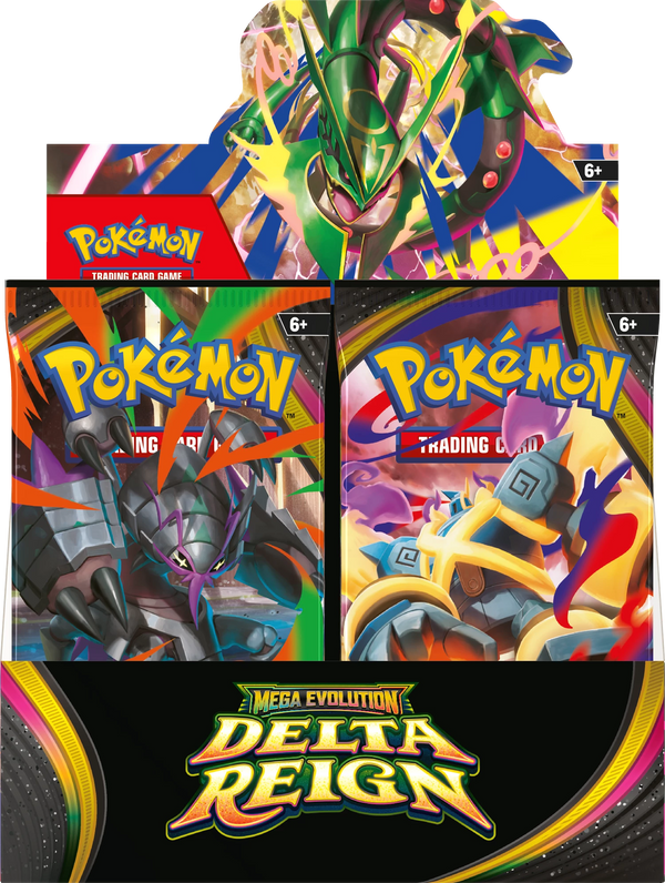 Booster Box Pokémon Mega Evolution Delta Reign – vue de face du présentoir de 36 boosters en anglais