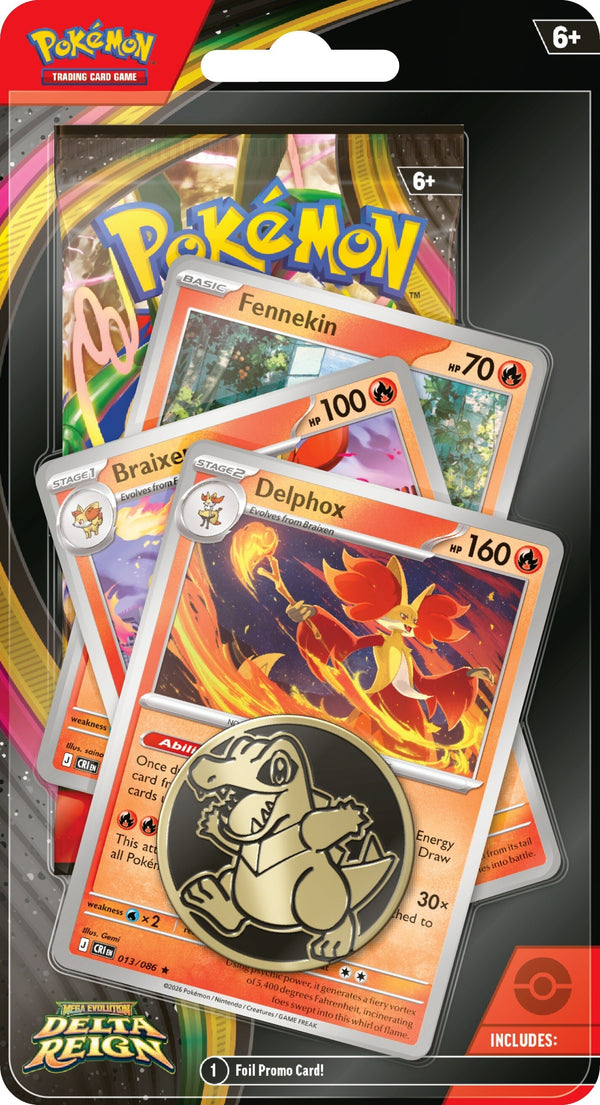 Pokémon Delta Reign Premium Checklane Blister Delphox met Fennekin en Braixen — Engelse uitvoering