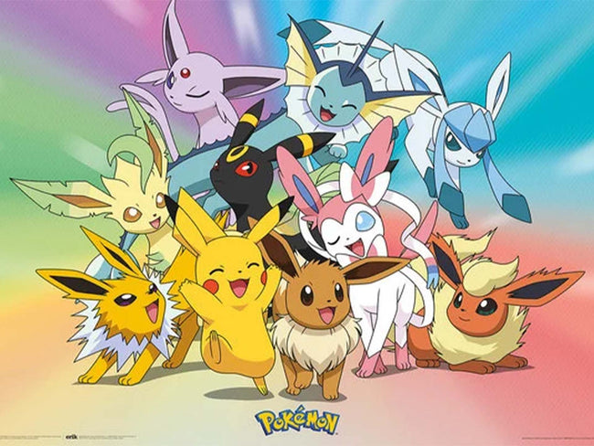 Pokemon Eevee Evolutions + Pikachu Poster 5028486361649 Hover Image