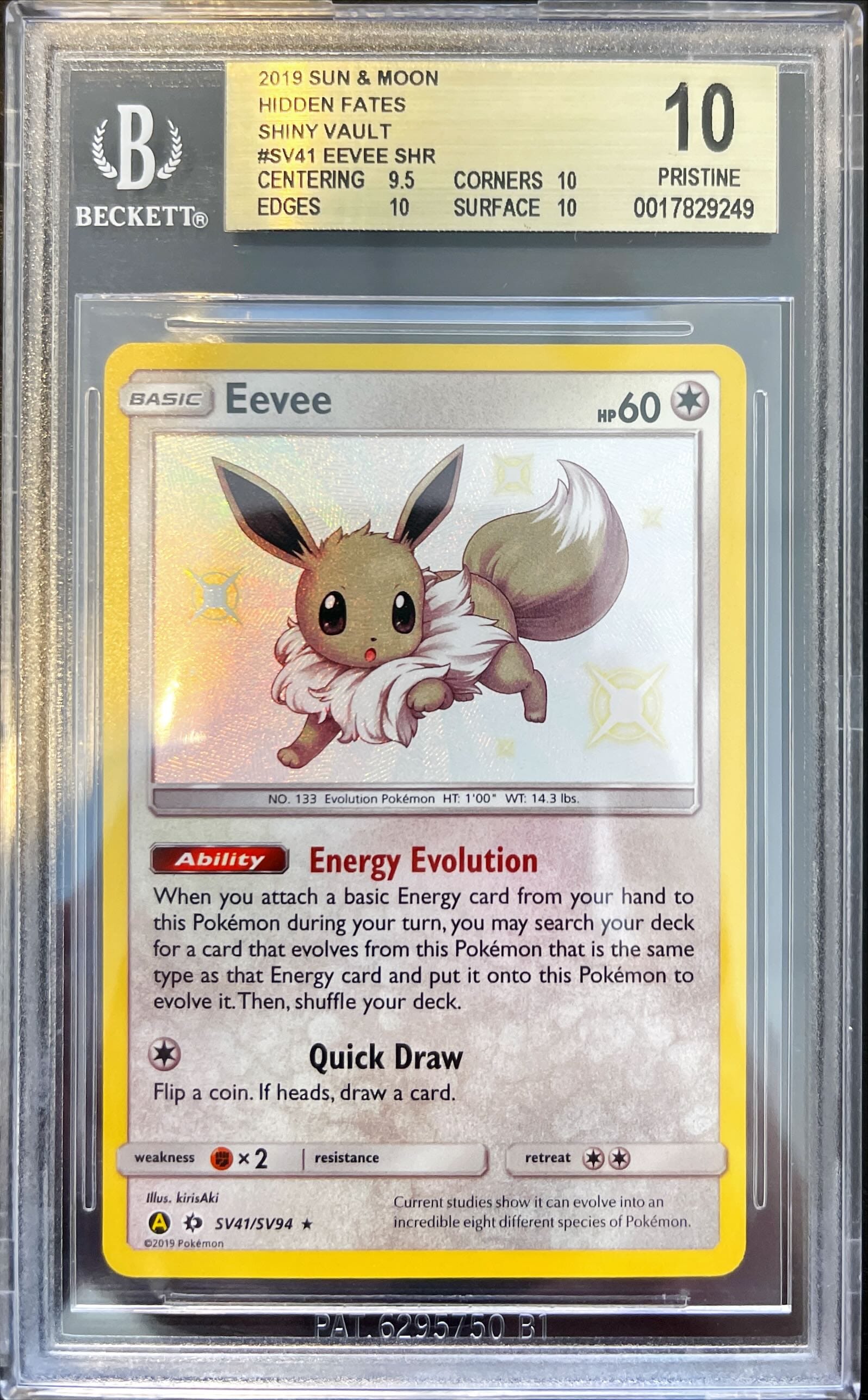 Pokémon Eevee Hidden Fates BGS 10 0017829249