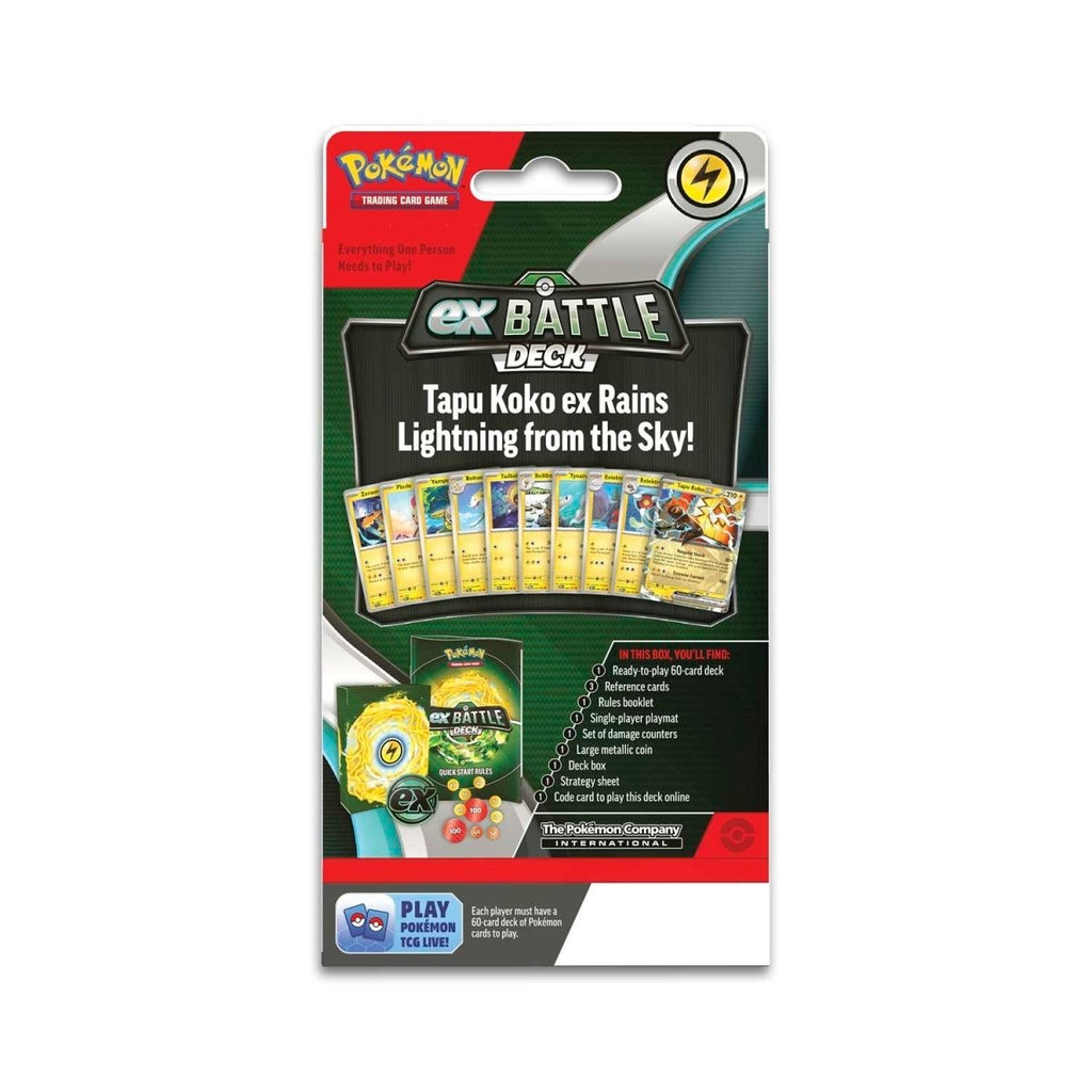 Pokémon TCG ex Battle Deck Tapu Koko ex - achterkant van de verpakking met decklijst