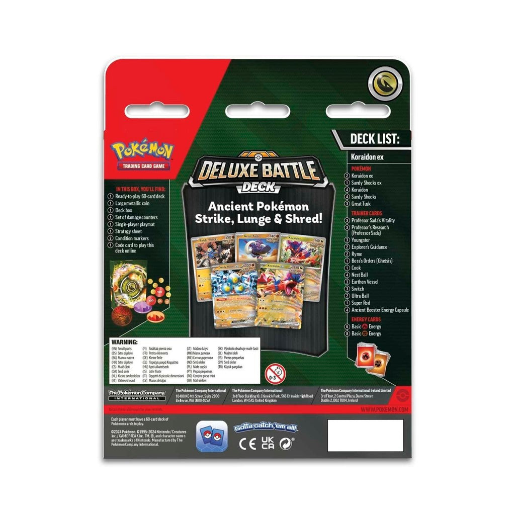 Pokémon TCG Deluxe Battle Deck Koraidon ex - achterkant van de verpakking met decklijst
