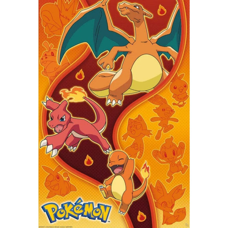 Pokémon Fire Type maxi-poster met Charmander, Charmeleon en Charizard | Lichcards Hauptbild