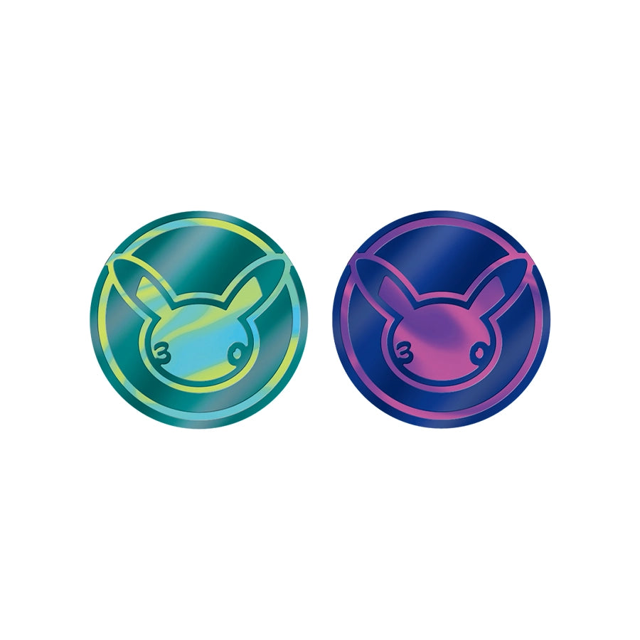 Dos monedas Pokémon incluidas en la Pokémon 30th CELEBRATION FUTURISTIC BOX