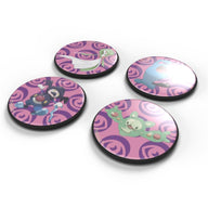 De vier verwisselbare badges van de Alcove Click deckbox