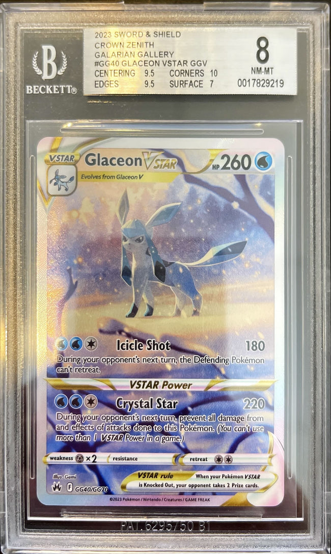 Pokémon Glaceon Vstar Crown Zenith BGS 8 0017829219 Hover Image