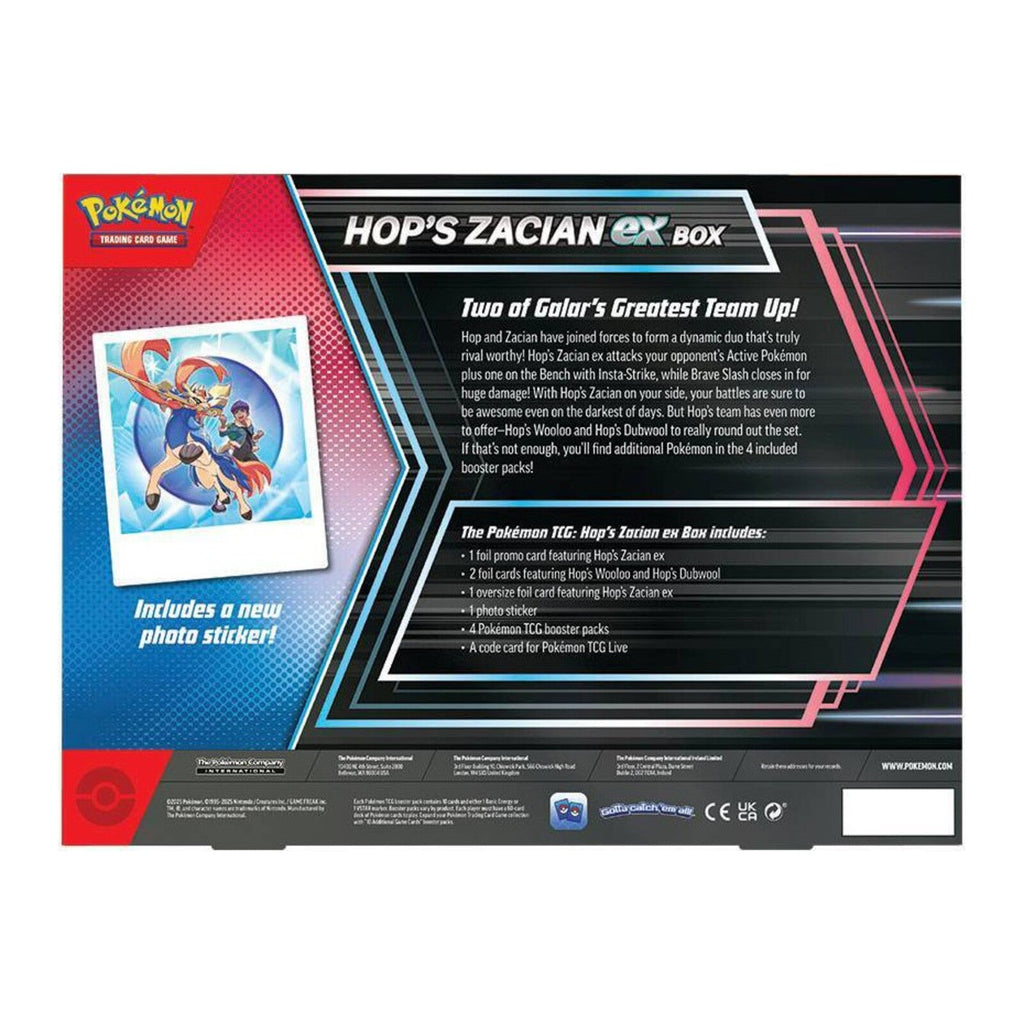 Pokémon Hop's Zacian ex Box (Journey Together) – achterkant verpakking