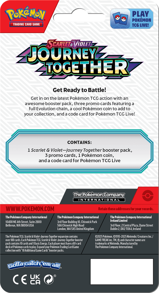 Pokemon Journey Together Checklane Blister met boosterpakje en munt