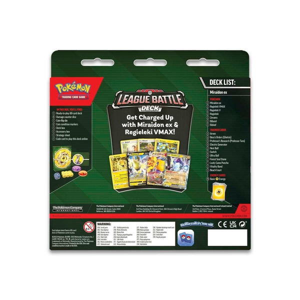 Pokémon Miraidon ex League Battle Deck - achterkant van de verpakking met decklijst