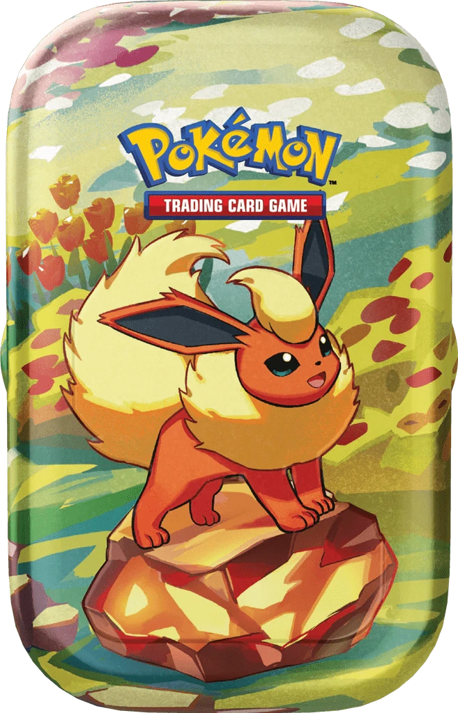 Pokemon Prismatic Evolutions Mini Tin Flareon 0196214105461