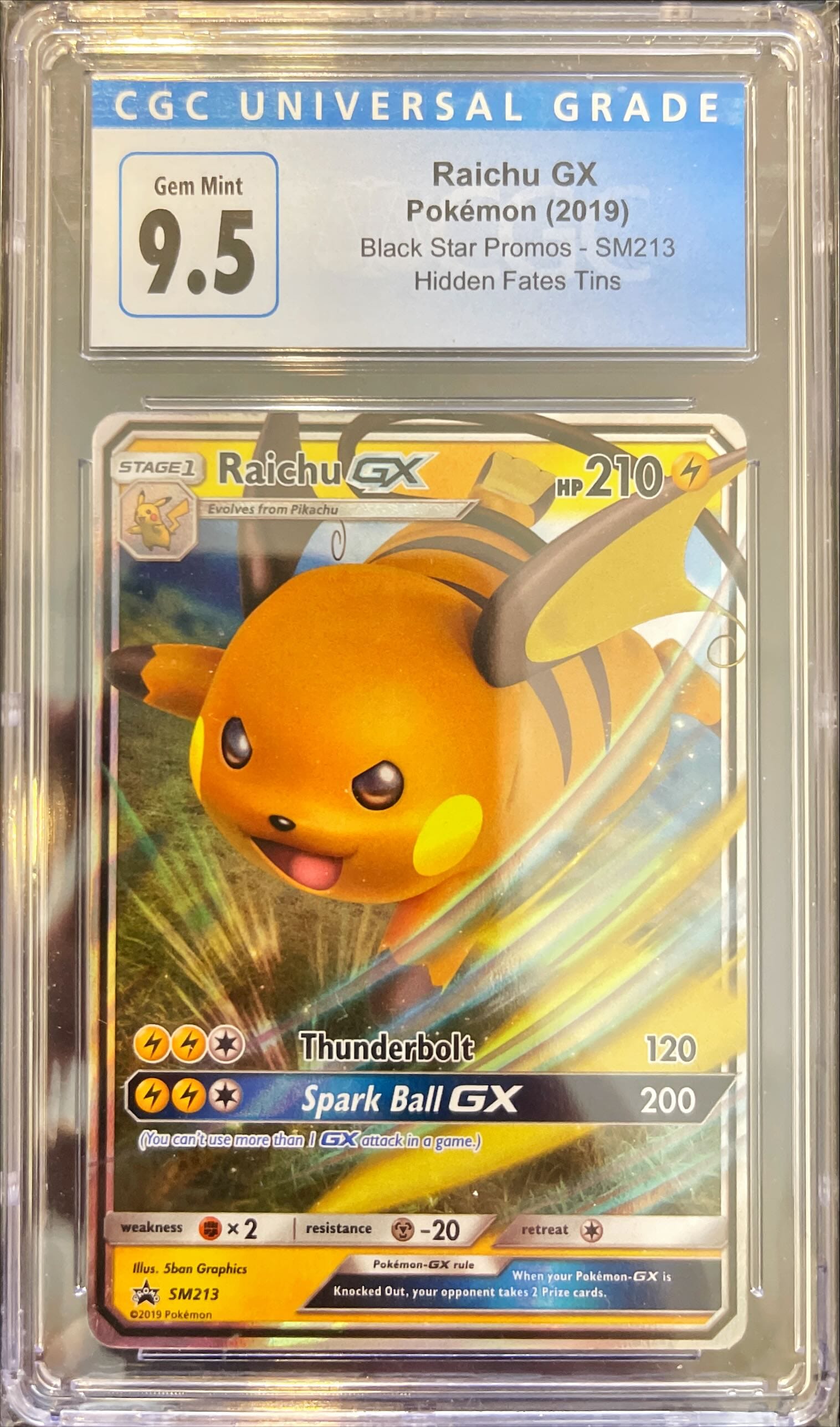 Pokémon Raichu GX Hidden Fates CGC 9.5 3899534084