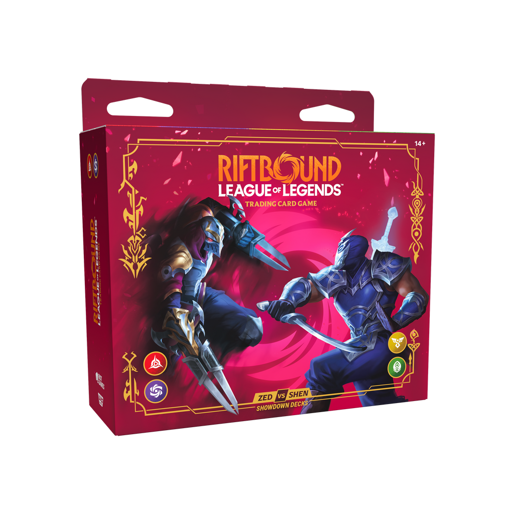 Riftbound Vendetta Zed vs Shen Showdown Decks schuin links