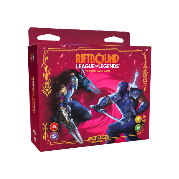Riftbound Vendetta Zed vs Shen Showdown Decks schuin links