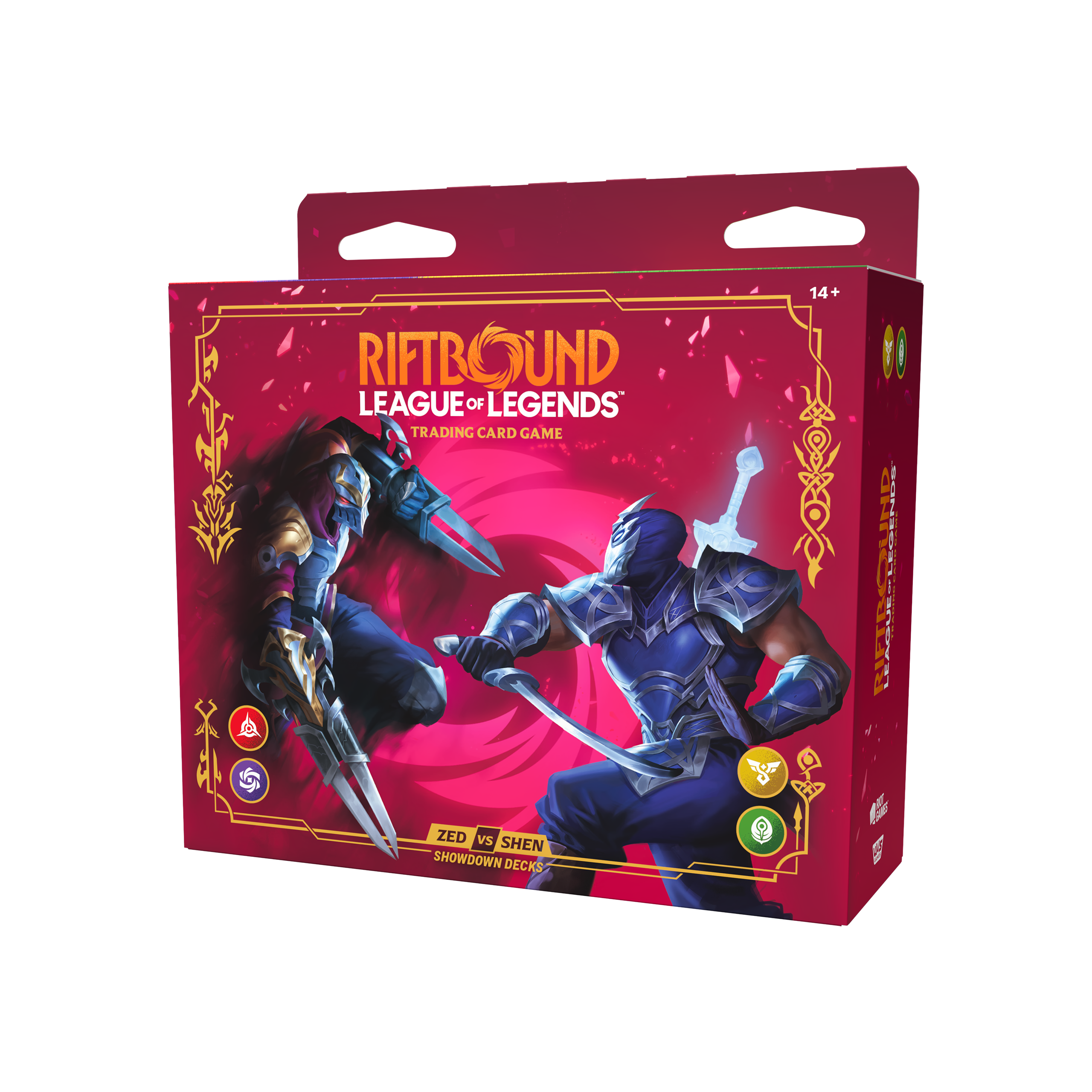 Riftbound Vendetta Zed vs Shen Showdown Decks schuin rechts