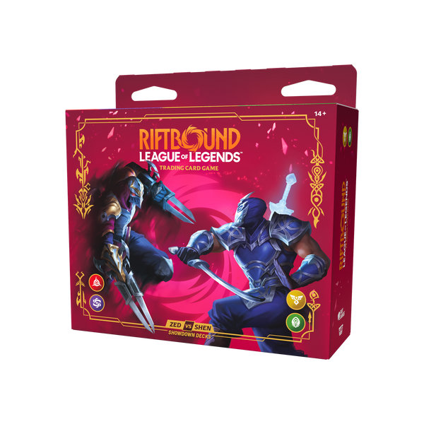 Riftbound Vendetta Zed vs Shen Showdown Decks schuin rechts
