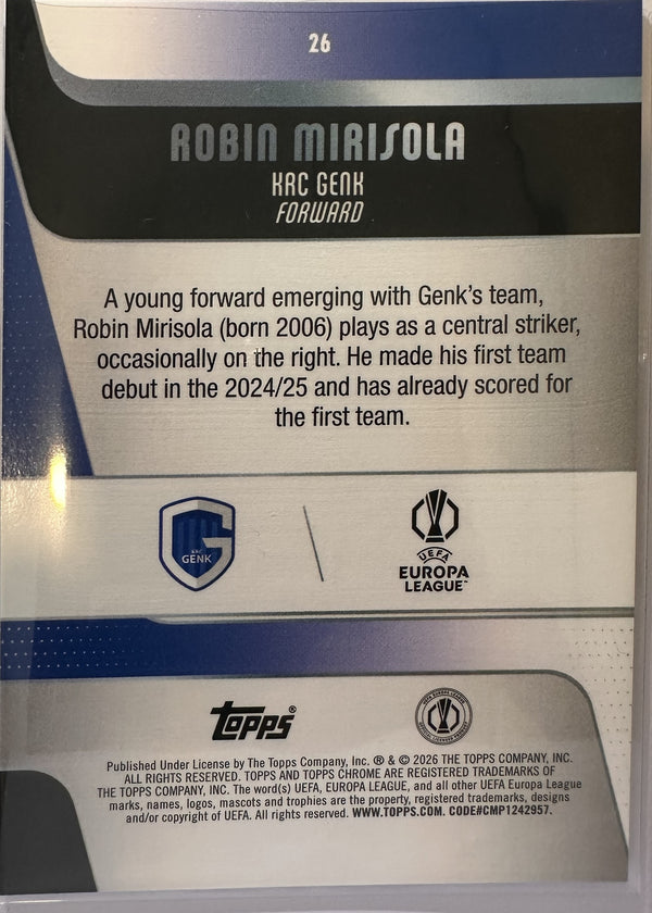 Robin Mirisola - 2025-26 Topps Chrome UEFA Club Competitions (Teal Lava Refractor 211/299 RC) [26] - achterkant