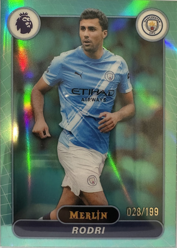 Rodri - 2025-26 Topps Merlin Premier League (Aqua Refractor 028/199) [125] - voorkant
