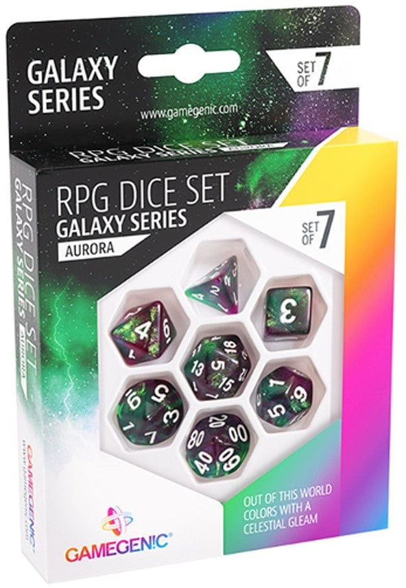 RPG Dice Set - Galaxy Series Aurora (7 stuks) 4251715405116 Hover Image